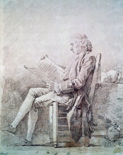 Saint Nonin apottin muotokuva (sangviini paperilla) tekijältä Jean Honore Fragonard