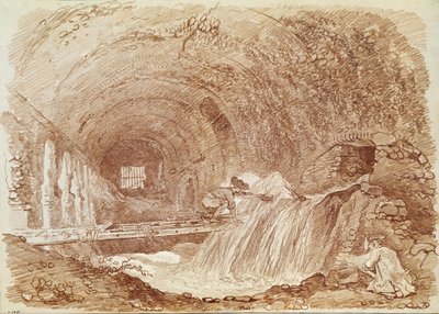 Mecenaksen talli Tivolissa (punainen liitu paperille) tekijältä Jean Honore Fragonard