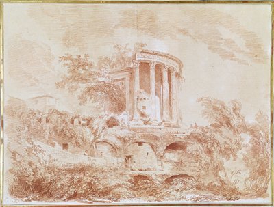 Sybilin temppeli Tivolissa (punainen liitu paperille) tekijältä Jean Honore Fragonard