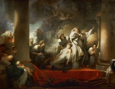 Ylipappi Coresus uhraa itsensä pelastaakseen Callirhoen tekijältä Jean Honore Fragonard