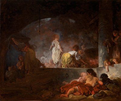 Pyykkärirouvat, noin 1756-61 (öljy kankaalle). tekijältä Jean Honore Fragonard