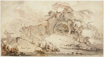 Pysähtynyt kärry tekijältä Jean Honore Fragonard