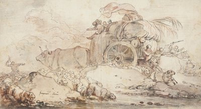 Pysähtynyt kärry, 1759 tekijältä Jean Honore Fragonard