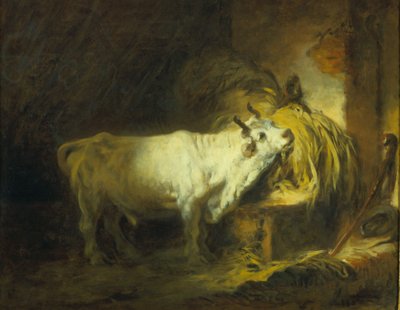 Valkoinen härkä tallissa tekijältä Jean Honore Fragonard