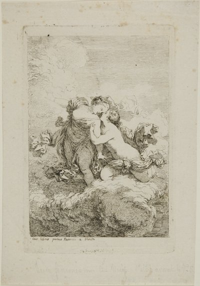 Kaksi naishahmoa pilvessä tekijältä Jean Honore Fragonard