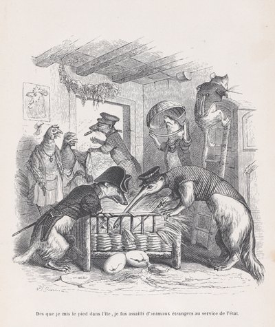 Heti kun astuin saarelle... Kohtauksista yksityisestä ja julkisesta elämästä..., noin. 1837-47. tekijältä Jean Ignace Isidore Gérard