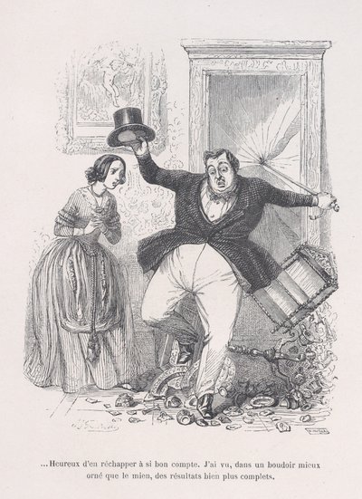 ...Olen iloinen, että pääsin eroon niin halvalla. Ihmiselämän pienistä kurjista, 1843. tekijältä Jean Ignace Isidore Gérard