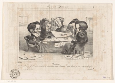 Karikatyyri ranskalaisista sensoreista Sensorit (otsikko esineessä) Parisiens Picturesques (sarjan nimi esineellä) tekijältä Jean Ignace Isidore Gérard Grandville