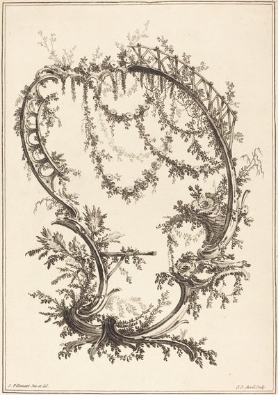 Ornamentti tuella ja kaiteella tekijältä Jean Jacques Avril I after Jean Baptiste Pillement