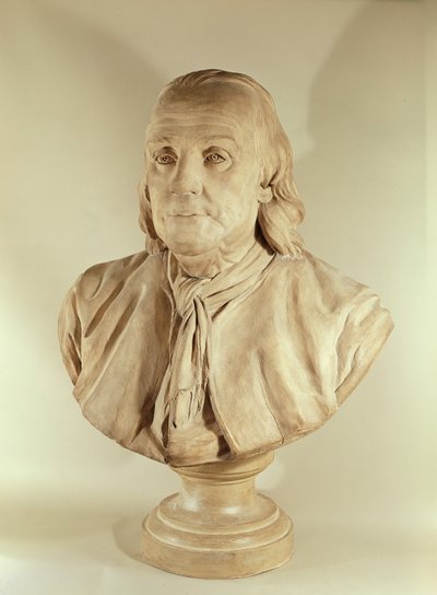 Benjamin Franklinin rintakuva (terrakotta) tekijältä Jean Jacques Caffieri