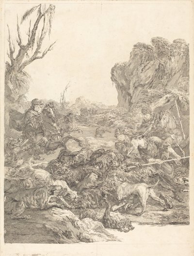 Karhun metsästys tekijältä Jean Jacques Flipart after Carle Van Loo