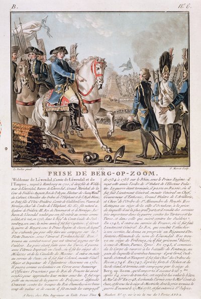 Berg-op-Zoomin valtaaminen, Alankomaat, 1747, kaiverrus Jean Baptiste Morret (fl.1790-1820), 1787 tekijältä Jean Jacques Francois Le Barbier