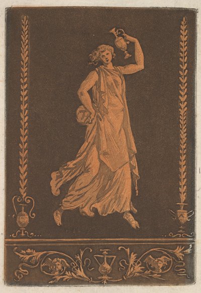 Nuori drapedoitu nainen, kävelee vasemmalta oikealle, kantaen Youngin drapedoitua... metallimaljakkoa, n. 1784. tekijältä Jean Jacques Lagrenee