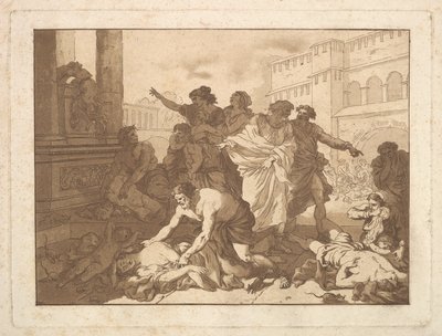La Peste chez les Philistes Plague among the Philistes, albumissa, joka sisältää R..., 1782-1821. tekijältä Jean Jacques Lagrenee