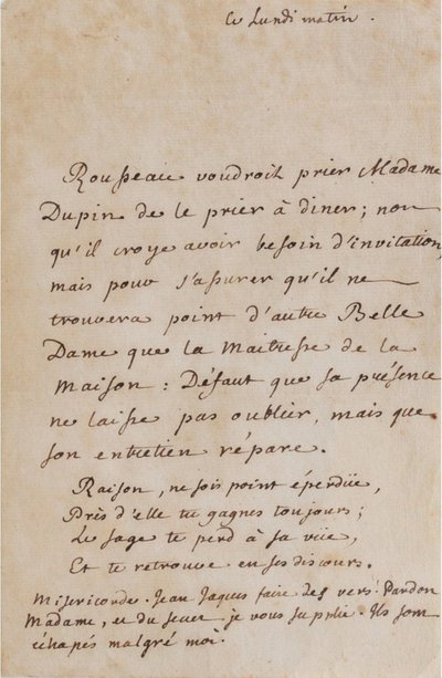 Jean-Jacques Rousseaun ja Louise Dupinin välinen kirjeenvaihto (noin 1754) (A05) tekijältä Jean Jacques Rousseau