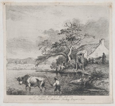 Paimen ja härkä, Ruisdaelin jälkeen, 1772. tekijältä Jean Jacques de Boissieu