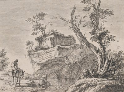 Kymmenen maiseman sarjan nimilehti, 1763. tekijältä Jean Jacques de Boissieu