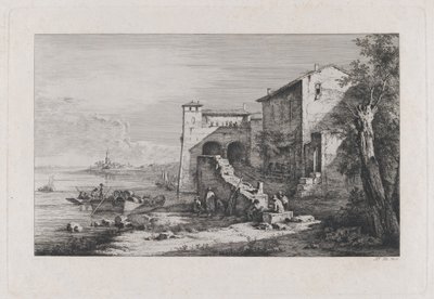 Näkymä vanhasta tullitalosta Roomassa, 1807. tekijältä Jean Jacques de Boissieu