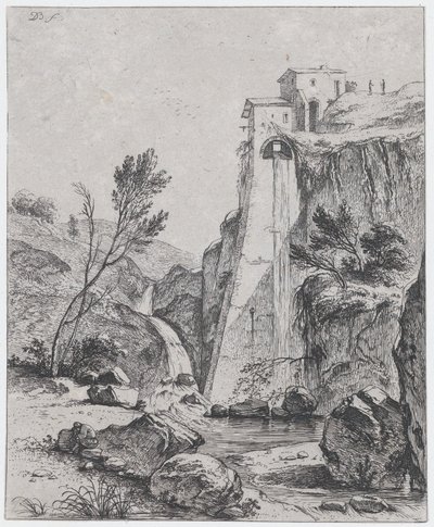 Vesiputous Breenbergin jälkeen, 1764. tekijältä Jean Jacques de Boissieu