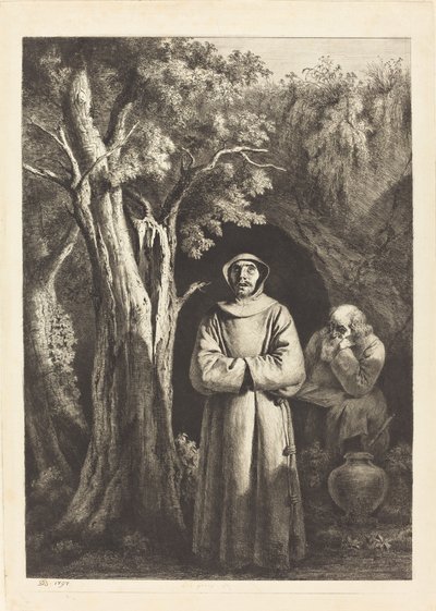 Aavikon munkit tekijältä Jean Jacques de Boissieu after Francisco