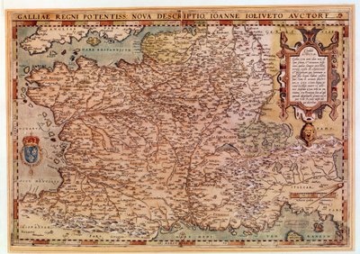 Jean Jolivet (1500-luku) Ranskan maantieteellinen kartta 1570 Paris, B.N. tekijältä Jean Jolivet