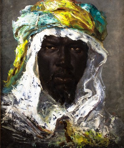 Tete de Maure, n. 1875 (Öljy paperille ja kankaalle kiinnitettynä) tekijältä Jean Joseph Benjamin Constant