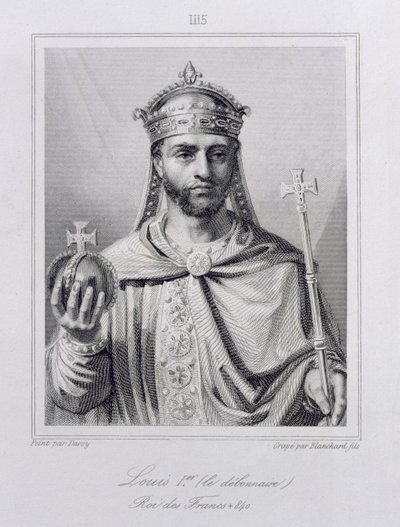 Ludvig I "Hurras" (778-840) Pyhän Rooman keisari, kaivertanut Blanchard tekijältä Jean Joseph Dassy