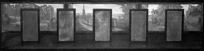 Vanvesin kaupungintalon luonnos: Vues de Vanves. Raitiovaunu. Place de Vanves. Linnan polku. Rue Vieille Forge. Rue Falnet vuonna 1902 (öljy mustalla tussilla kankaalle). tekijältä Jean Joseph Enders