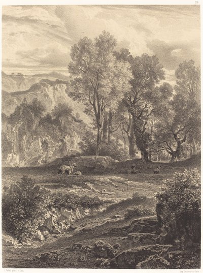 Maisema lampaiden kanssa tekijältä Jean Joseph François Bellel