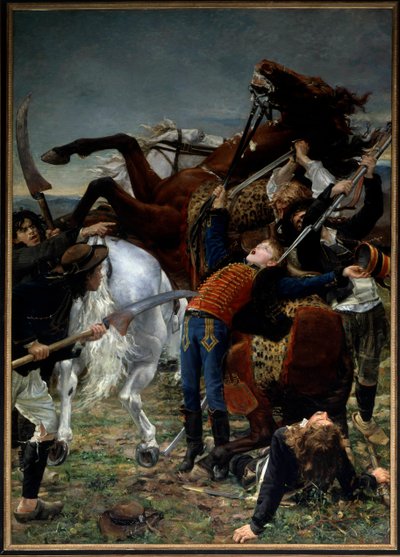 Ranskan vallankumous: "Joseph Baran (1779-1793) kuolema" Joseph Bara tai Barra (1780-1793) oli Ranskan vallankumouksen sankarilapsi, joka taisteli Vendeessä tasavallan puolesta. Jean Joseph Weertsin (1849-1927) maalaus 1883 su. 3,50 x 2,50 m Pariisi, musee tekijältä Jean Joseph Weerts