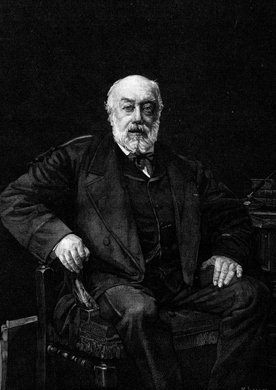 Gustave Nadaudin (1820-1893), ranskalaisen laulajan muotokuva. Kaiverrus Jean Joseph Weertsin (1849-1927) maalauksen jälkeen. Teoksessa "" The Illustrous World"" nro 1252, 26. maaliskuuta 1881. tekijältä Jean Joseph Weerts