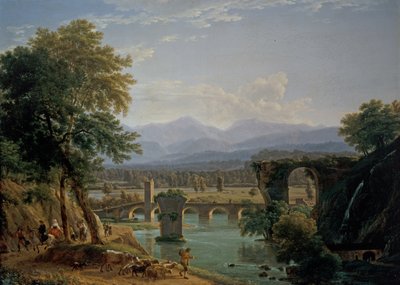 Augustanin silta Nera-joella, lähellä Narnin kaupunkia tekijältä Jean Joseph Xavier Bidauld