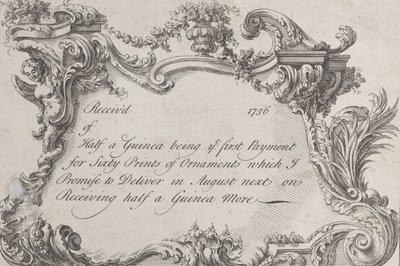 Vaihtokortti Frazerille, armeijan tulostimelle, paperikoneelle ja sidontakoneelle, 1736. tekijältä Jean La Rocque