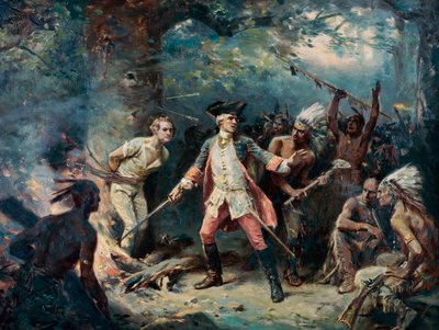 Intiaanien vangiksi joutuneen majuri Israel Putnamin (1718-1790) pelastaminen - Jean Leon Gerome Ferrisin (1863-1930 ) maalaus. tekijältä Jean Leon Gerome