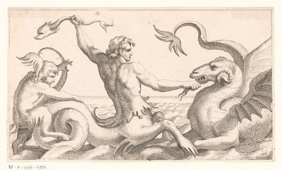 Triton taistelee merihirviötä vastaan tekijältä Jean Lepautre (attributed to)