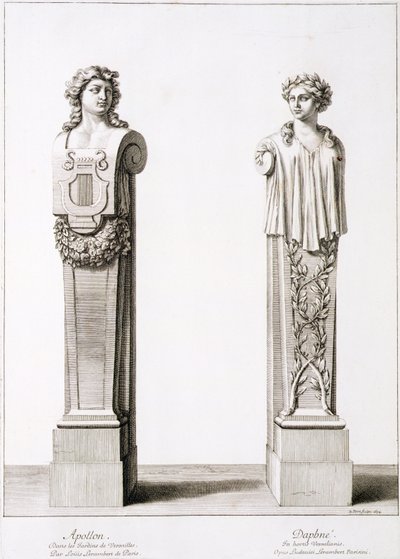 Louis Lerambertin Apollon ja Daphnen rintakuvat Versaillesissa 1674 tekijältä Jean Lepautre