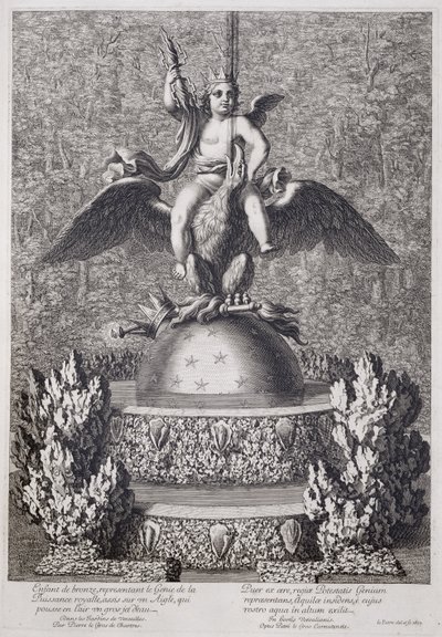 Pierre le Grosin kuninkaallisen voiman neroa edustavat suihkulähteet, Versailles, 1677 tekijältä Jean Lepautre
