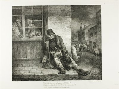 Pity the Sorrows of a Poor Old Man!... plate 2 from Various Subjects Drawn from Life and on Stone (The English Suite) (suomenkielinen sarja) tekijältä Jean Louis André Théodore Géricault