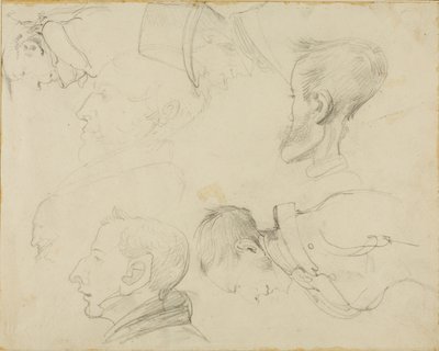 Seitsemän pään karikatyyriä tekijältä Jean Louis André Théodore Géricault