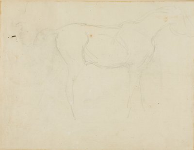 Hevosen luonnos oikealle päin ja karikatyyri profiilissa. tekijältä Jean Louis André Théodore Géricault
