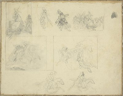 Sotilassävellysten luonnokset tekijältä Jean Louis André Théodore Géricault