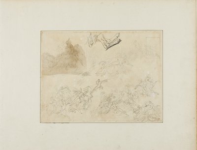 Luonnoksia ratsuväen taisteluun; koiran takajalat tekijältä Jean Louis André Théodore Géricault