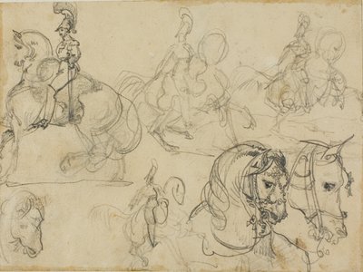 Karabinöörien ja hevosten päämiesten luonnokset tekijältä Jean Louis André Théodore Géricault