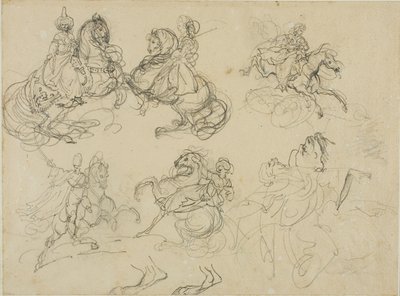 Luonnoksia itämaisista ratsumiehistä tekijältä Jean Louis André Théodore Géricault