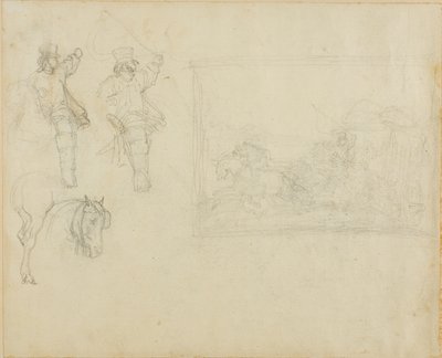 Luonnoksia postiljoonista ja postivaunusta tekijältä Jean Louis André Théodore Géricault