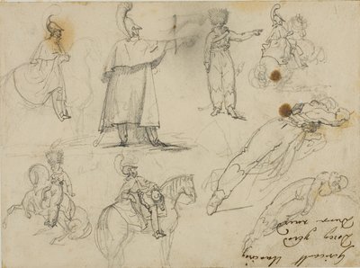 Luonnoksia sotilaista ja hevosista tekijältä Jean Louis André Théodore Géricault