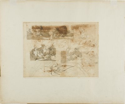 Luonnoksia ratsuväen taistelusta, pää ja vinttikoiran tassut tekijältä Jean Louis André Théodore Géricault