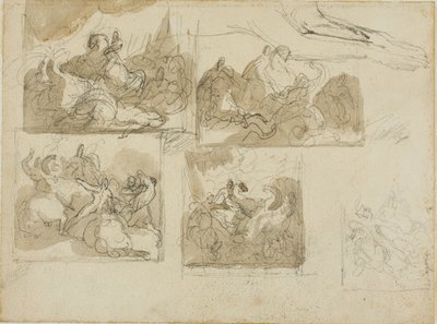 Luonnoksia ratsuväen taistelusta ja koiran etukäpälästä tekijältä Jean Louis André Théodore Géricault