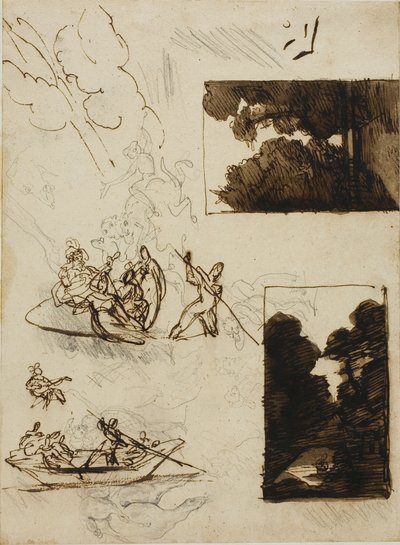 Luonnoksia metsäpolusta ja musiikillisesta veneilyjuhlasta tekijältä Jean Louis André Théodore Géricault
