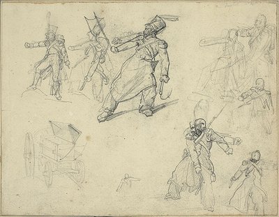 Tutkimukset krenatööristä ja ampumatarvikekärrystä tekijältä Jean Louis André Théodore Géricault